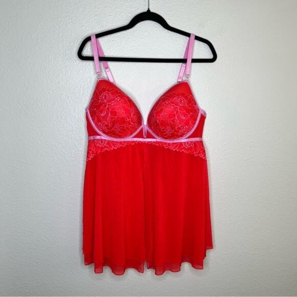 Auden Target red lace underwire babydoll nightie dress size XL - Picture 2 of 12